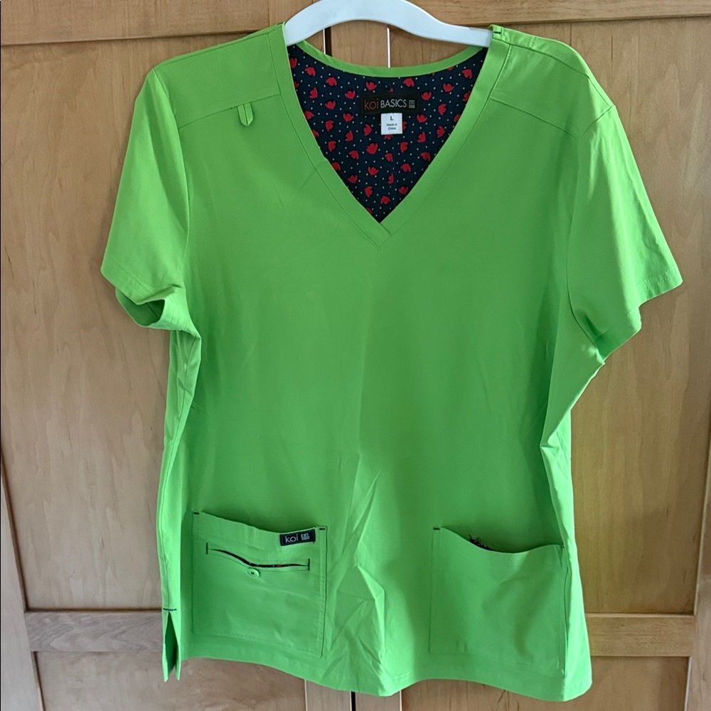 Lime Green V-Neck Scrub Top